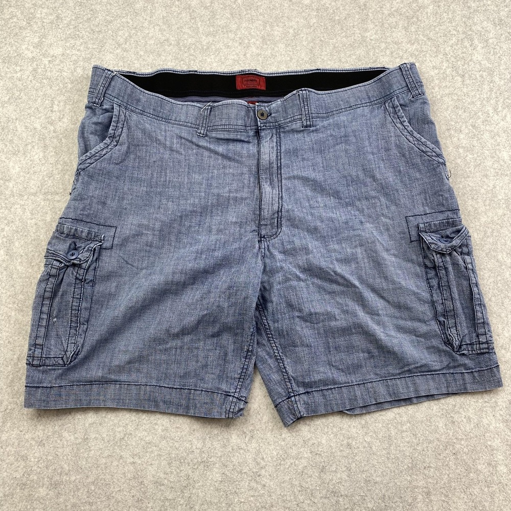 The Foundry Supply Co Flex Cargo Shorts Mens 50 Blue Denim Stretch Casual 47x8
